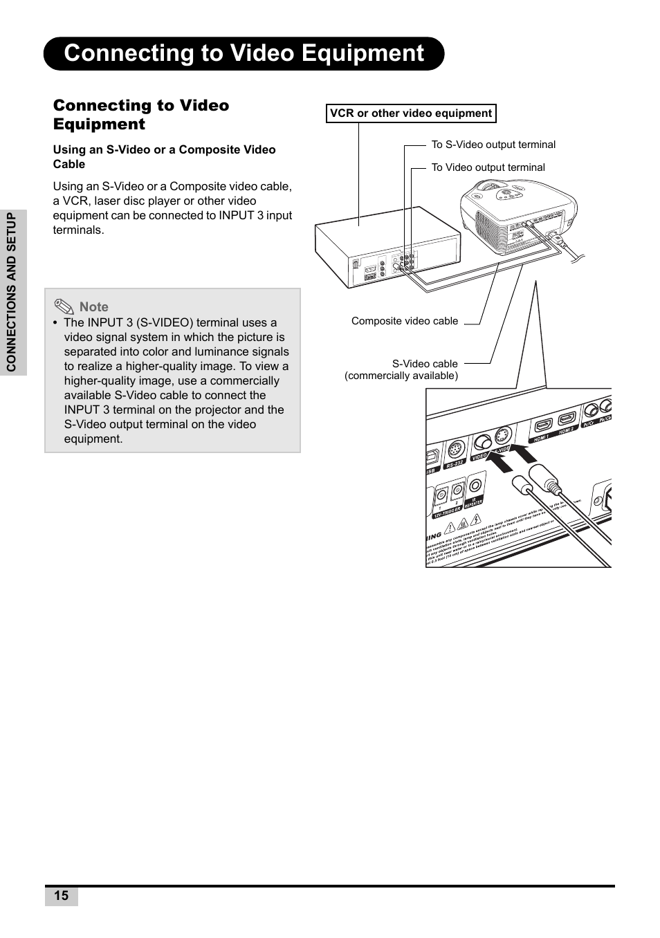 Connecting to video equipment | Knoll Systems Front Projector 1080p DLP User Manual | Page 16 / 68