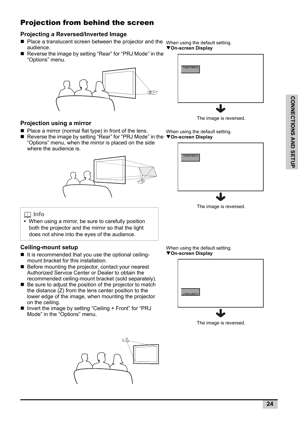 Projection from behind the screen | Knoll Systems Front Projector 1080p DLP User Manual | Page 25 / 68