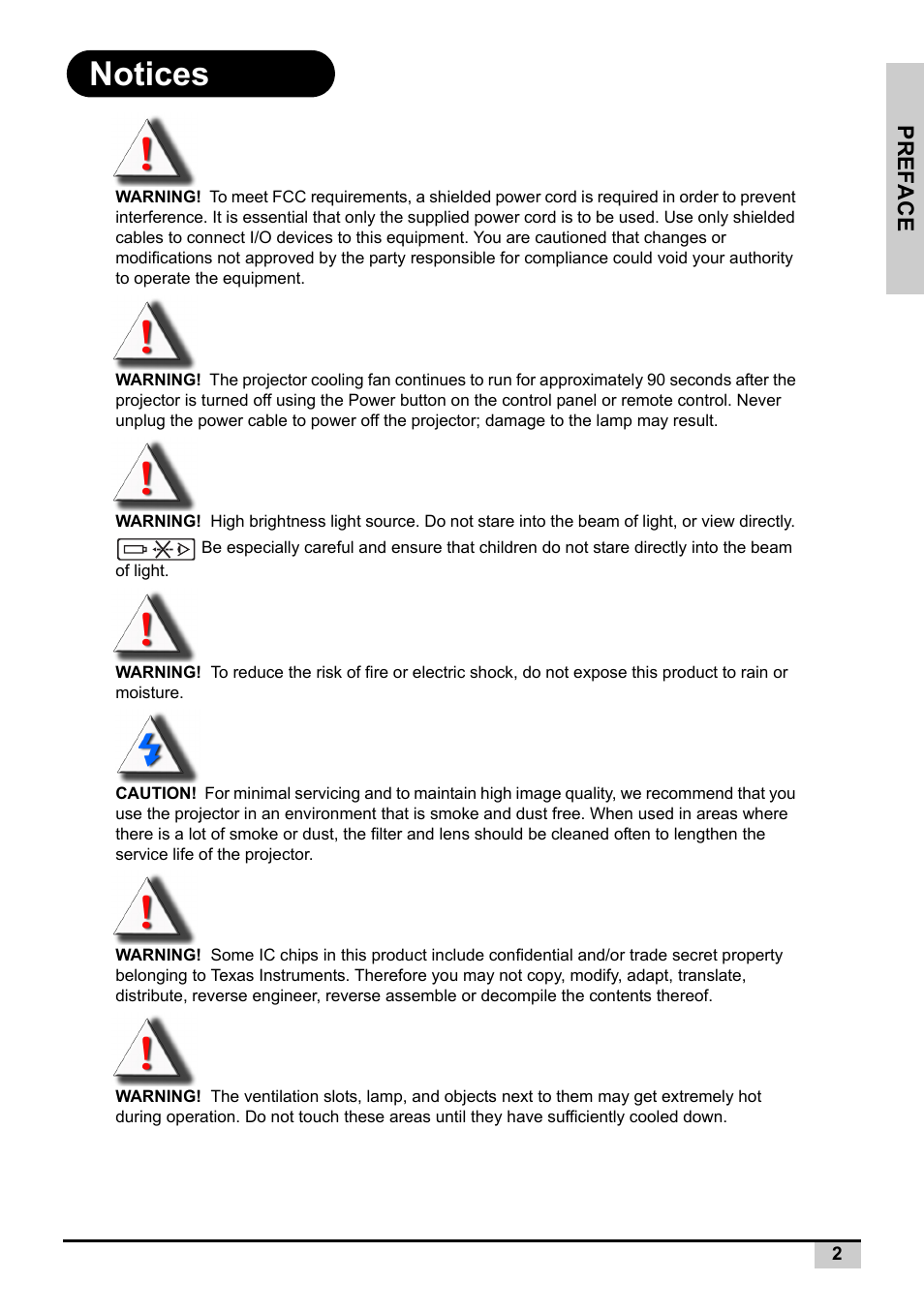 Notices | Knoll Systems Front Projector 1080p DLP User Manual | Page 3 / 68