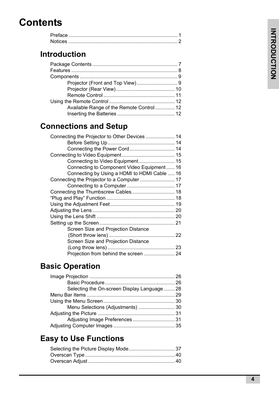 Knoll Systems Front Projector 1080p DLP User Manual | Page 5 / 68