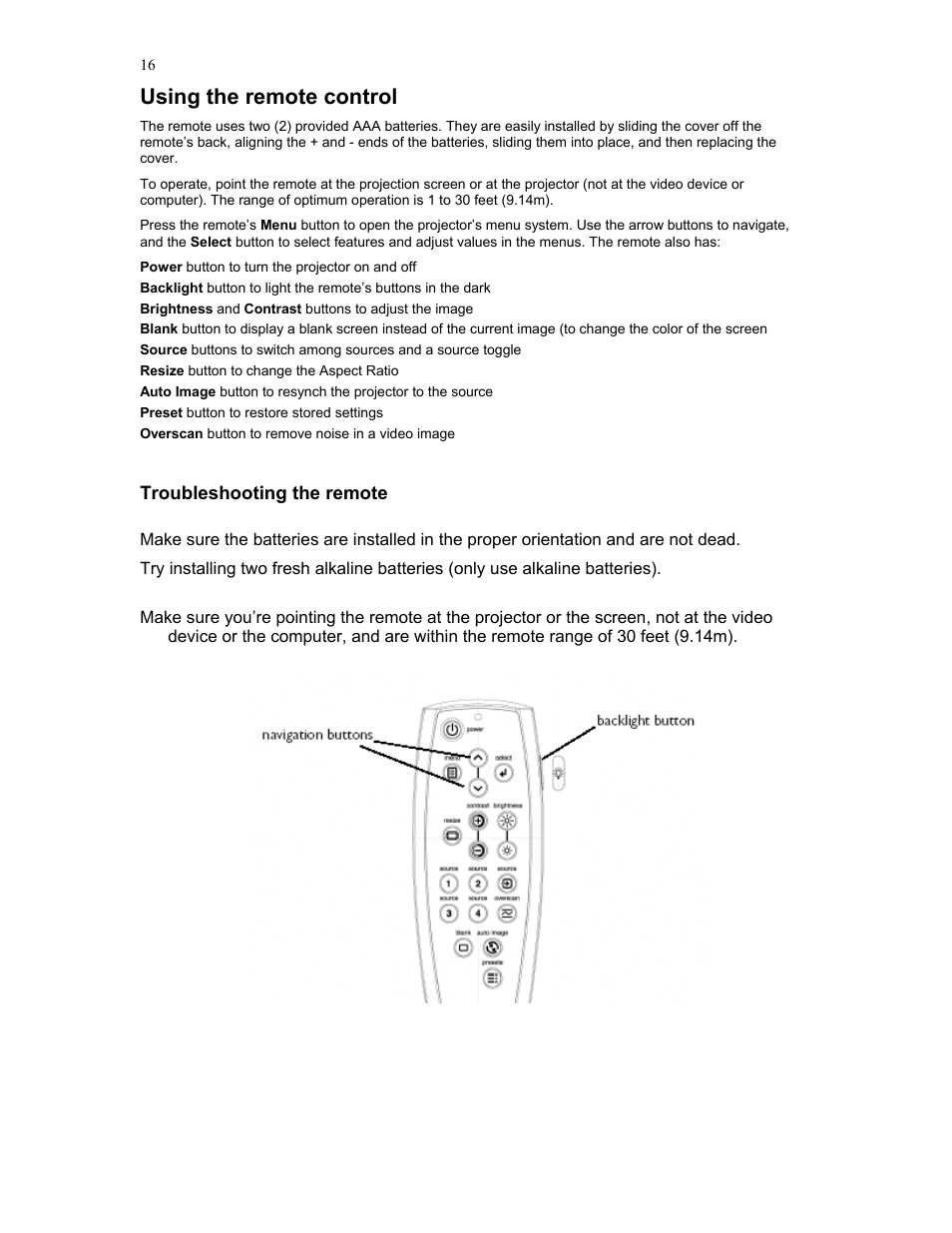 Troubleshooting the remote, Using the remote control | Knoll Systems HD177 User Manual | Page 16 / 34