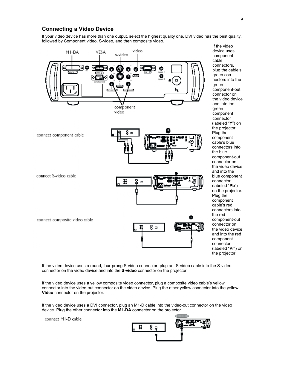 Connecting a video device | Knoll Systems HD177 User Manual | Page 9 / 34