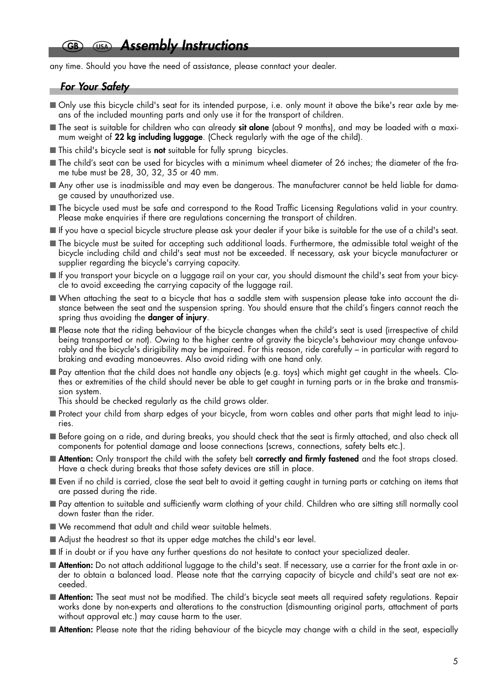 Assembly instructions, For your safety | Kettler 08947-570 User Manual | Page 3 / 16