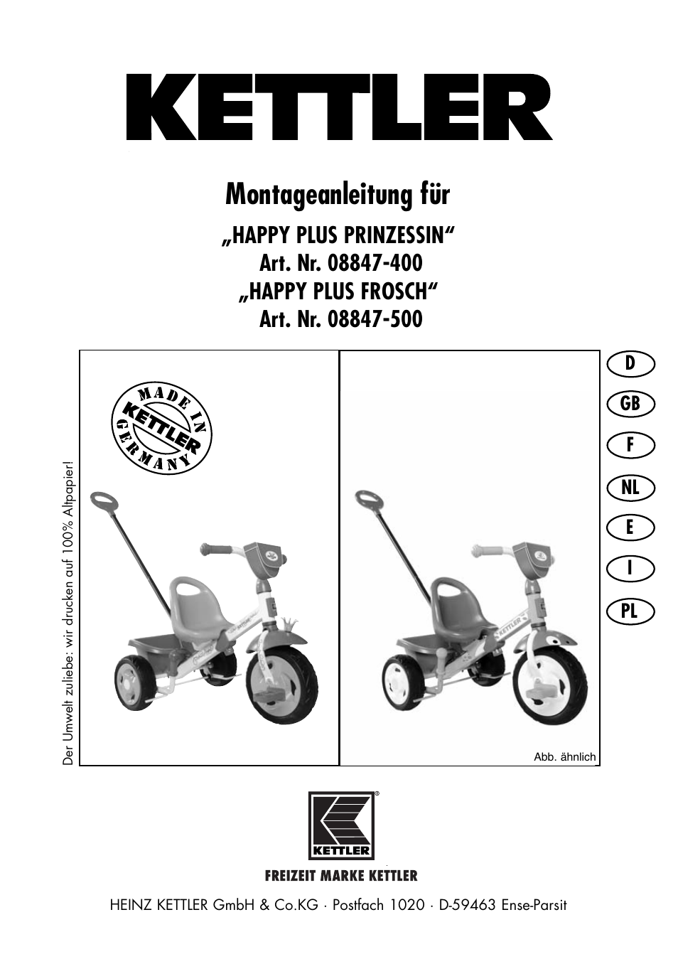 Kettler 08847-500 User Manual | 18 pages