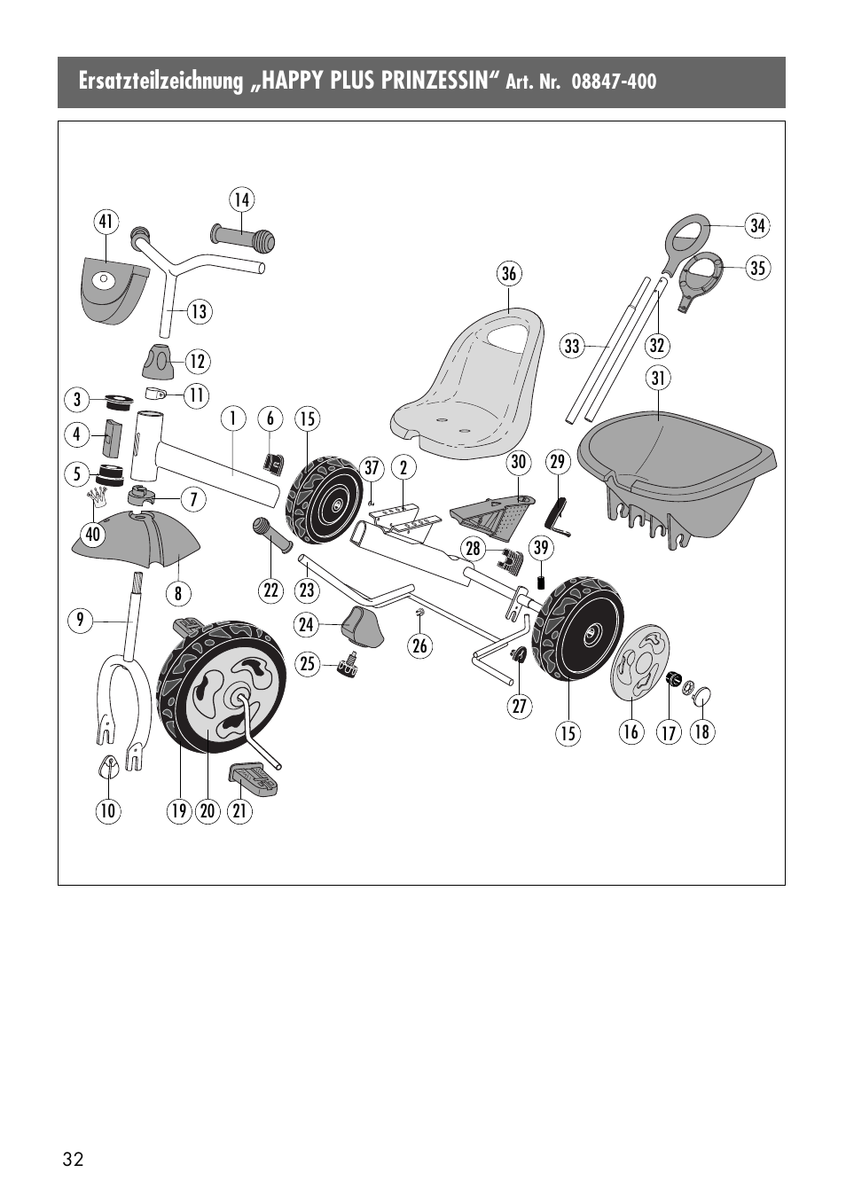 Ersatzteilzeichnung „happy plus prinzessin | Kettler 08847-500 User Manual | Page 14 / 18