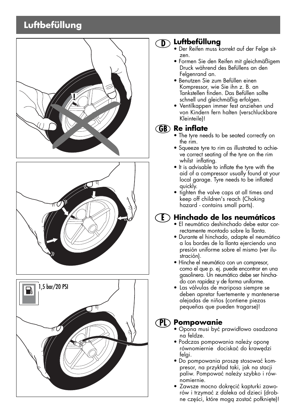 Luftbefüllung, De pl | Kettler 8718-710-720-730-750 User Manual | Page 12 / 16