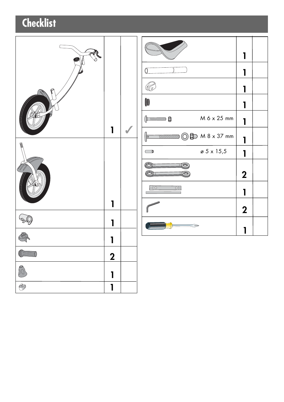 Checklist | Kettler 8718-710-720-730-750 User Manual | Page 6 / 16