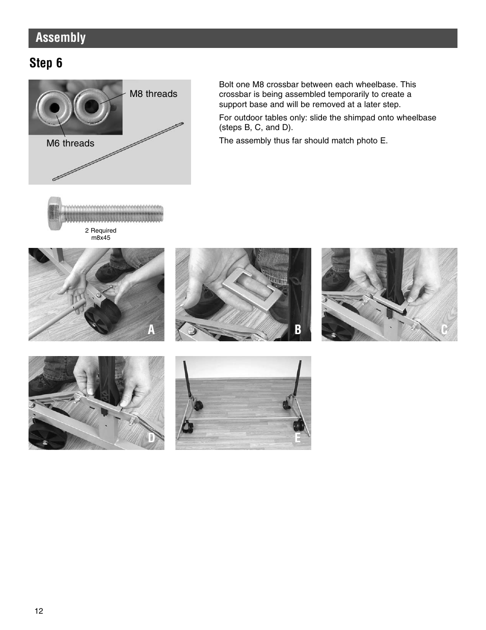 Assembly step 6, Ab c d e | Kettler 7136-000-500 User Manual | Page 12 / 28