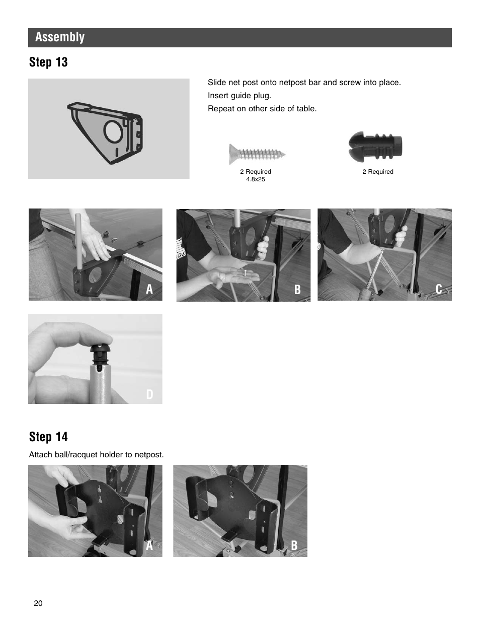 Ac d step 13, Assembly, Ab step 14 | Kettler 7136-000-500 User Manual | Page 20 / 28