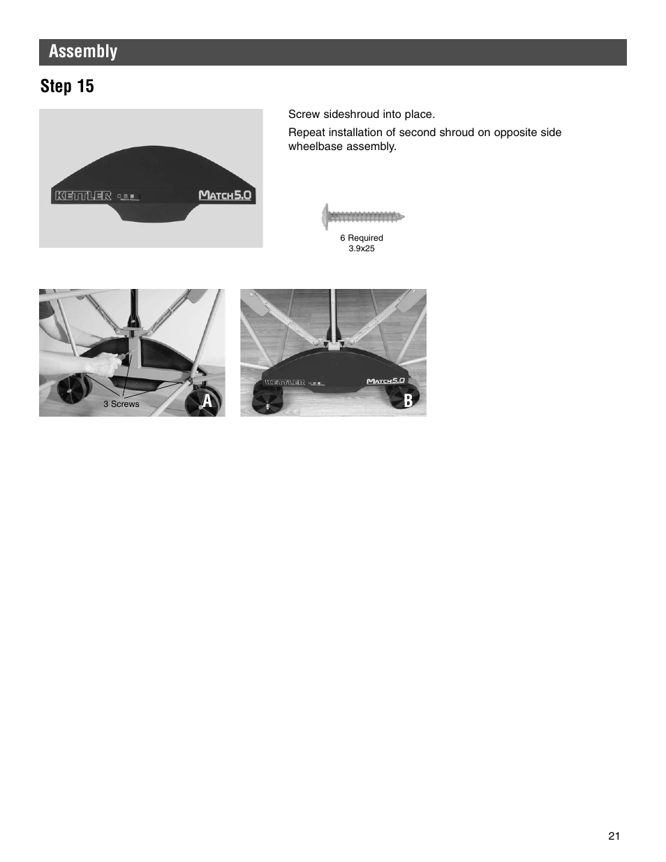 Ab step 15, Assembly | Kettler 7136-000-500 User Manual | Page 21 / 28