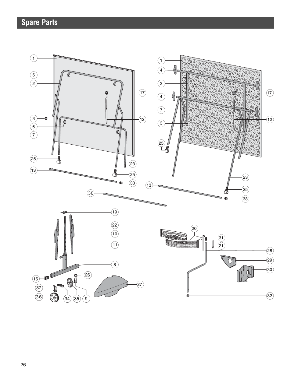 Spare parts | Kettler 7136-000-500 User Manual | Page 26 / 28