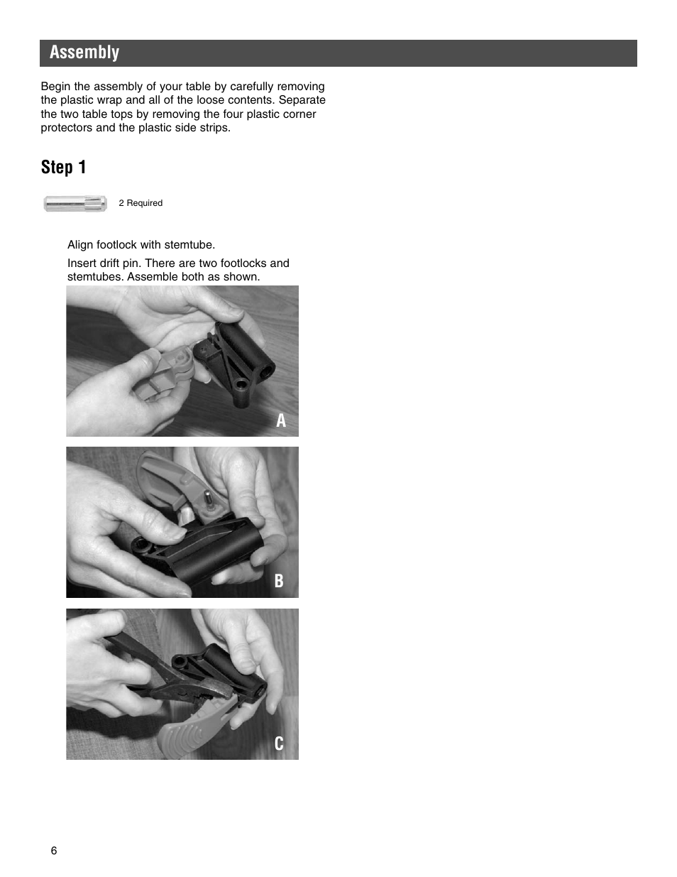 Assembly, Step 1, Ab c | Kettler 7136-000-500 User Manual | Page 6 / 28