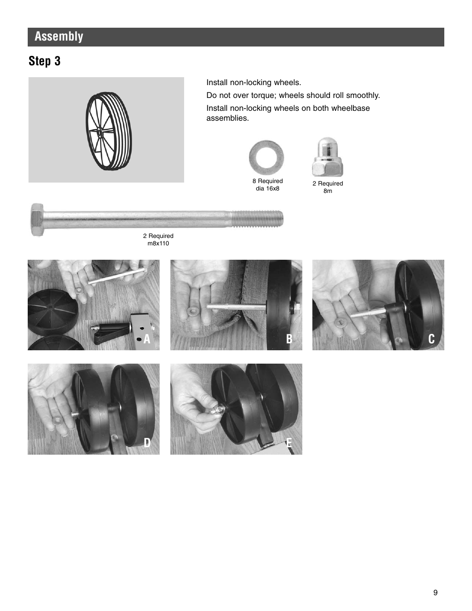 Step 3 assembly, Ab c d e | Kettler 7136-000-500 User Manual | Page 9 / 28