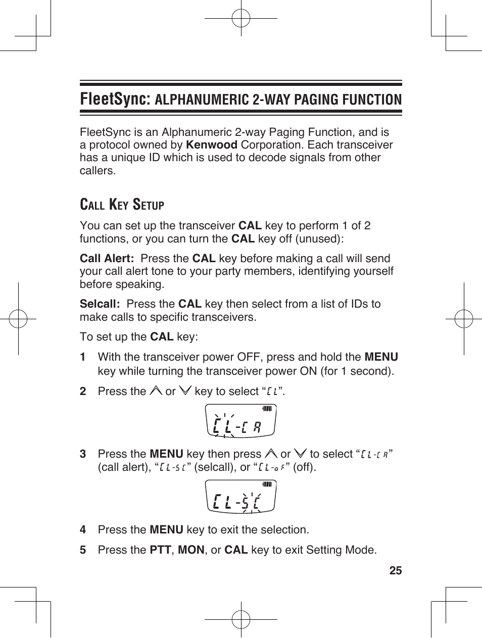 Fleetsync, Alphanumeric 2-way paging function | Kenwood ProTalkXLS TK-3230 User Manual | Page 34 / 66