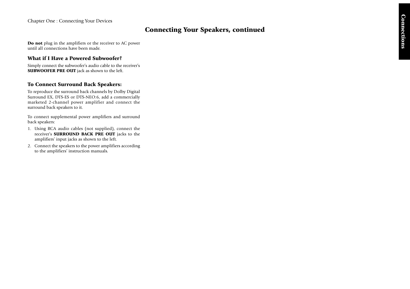 Connecting your speakers, continued | Kenwood Sovereign VR-5900 User Manual | Page 13 / 66