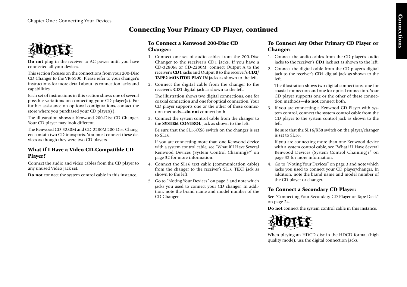 Connecting your primary cd player, continued | Kenwood Sovereign VR-5900 User Manual | Page 23 / 66