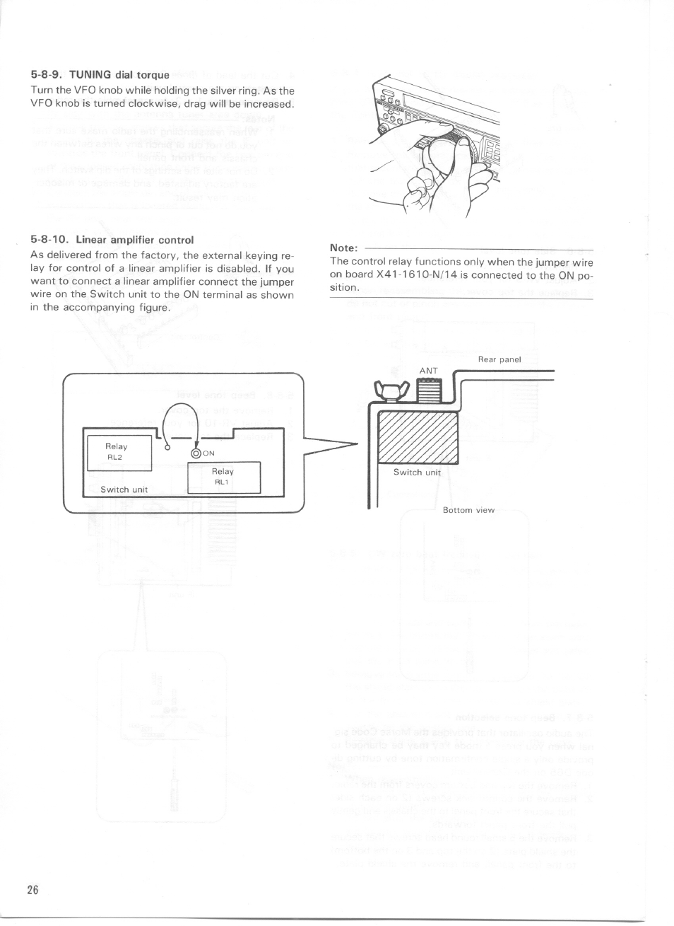 8-9. tuning dial torque, 8-10. linear amplifier control, Note | Tuning dial torque | Kenwood TS-440S User Manual | Page 28 / 57