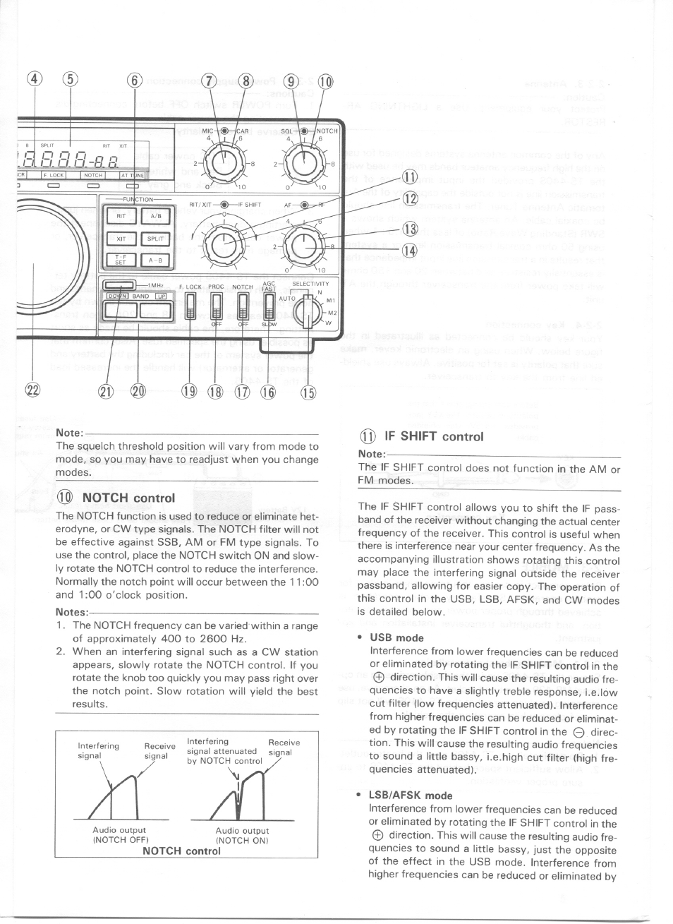 0) notch control, Q) if shift control | Kenwood TS-440S User Manual | Page 8 / 57