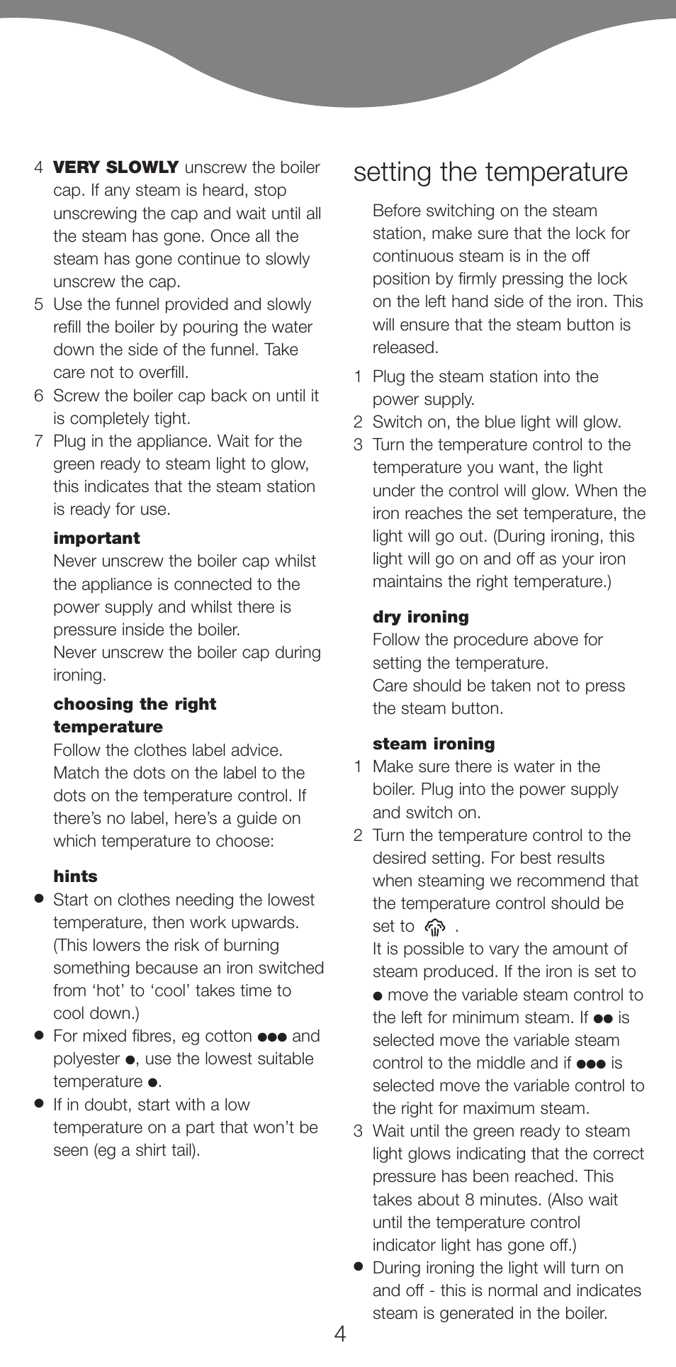 Setting the temperature | Kenwood IC400 User Manual | Page 7 / 9
