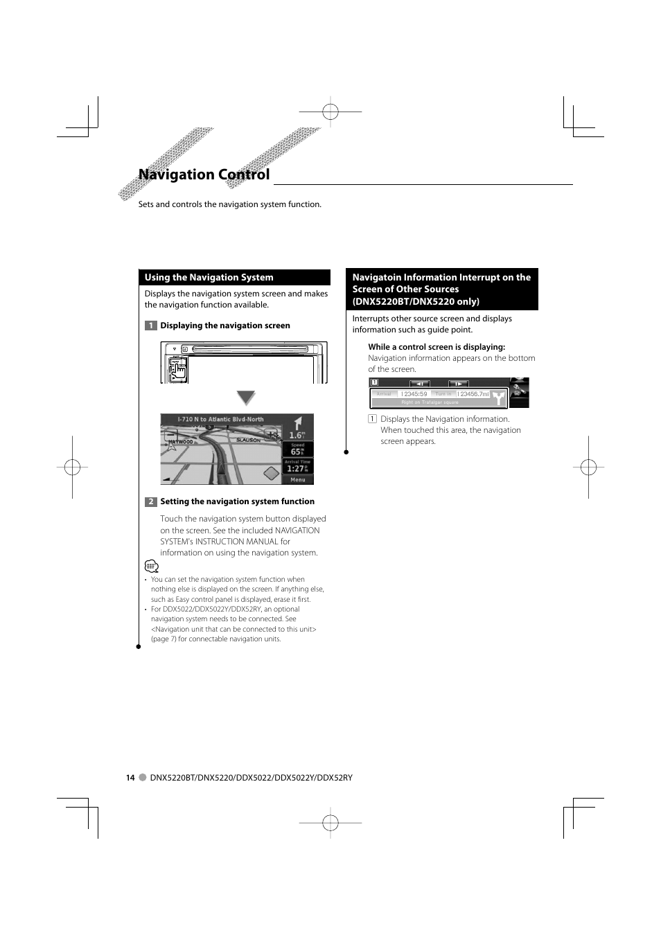 Navigation control | Kenwood DDX5022Y User Manual | Page 14 / 96