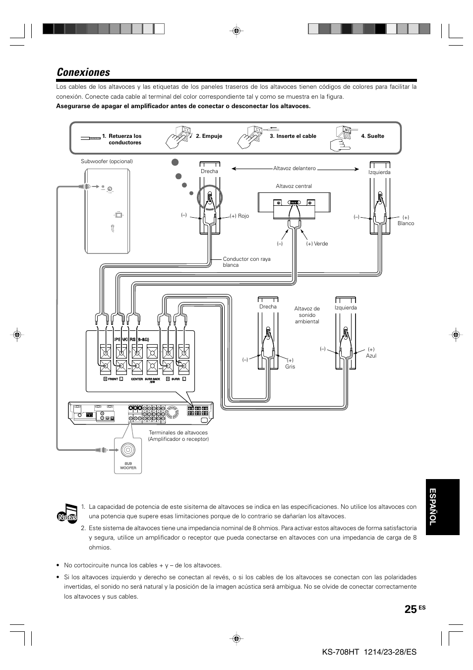 Conexiones, Esp añol | Kenwood KS-708HT User Manual | Page 25 / 28