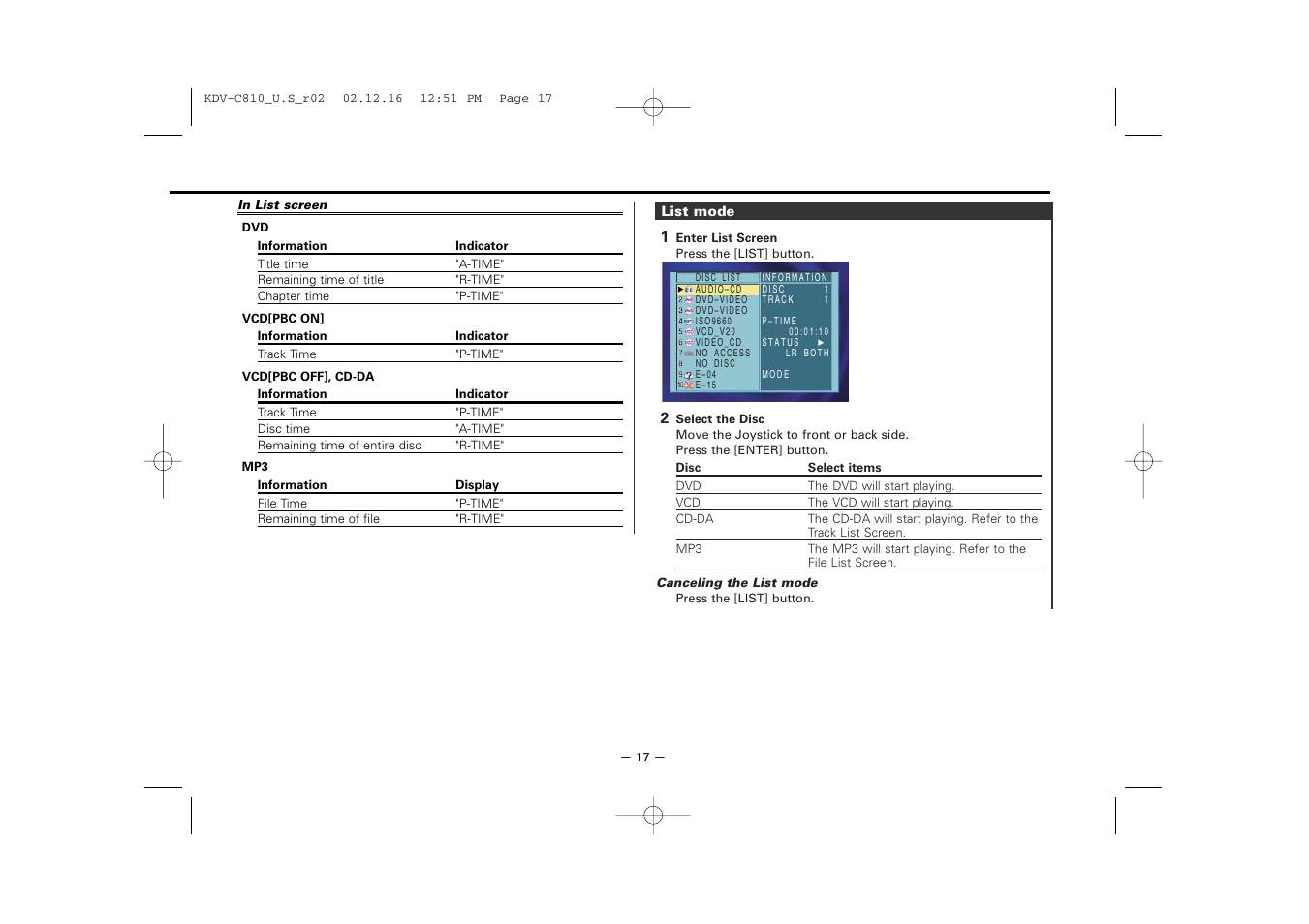 Kenwood KDV-C820  EN User Manual | Page 17 / 40