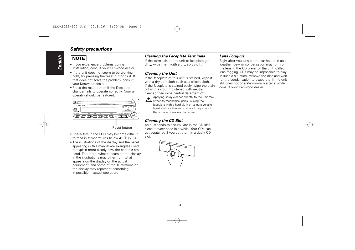 Kenwood KDC-122S User Manual | Page 4 / 92