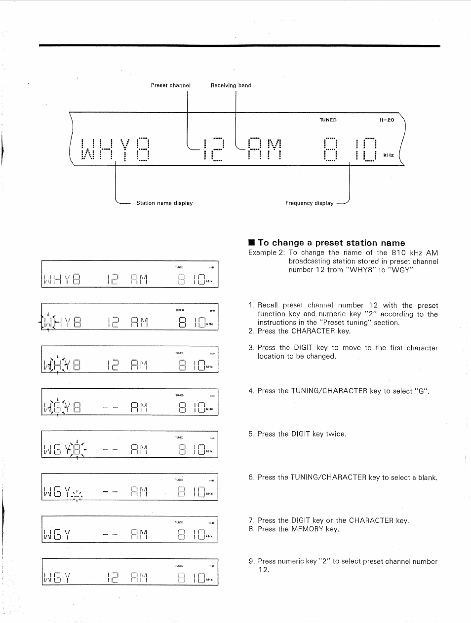 To change a preset station name | Kenwood KR-V9020 User Manual | Page 23 / 44