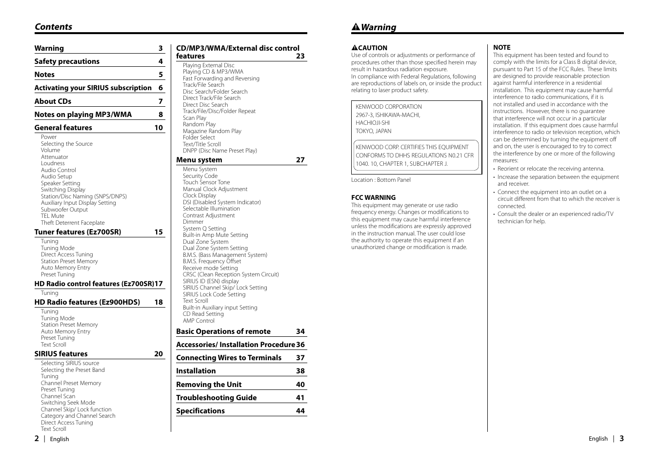 Kenwood EZ900HDS User Manual | Page 2 / 23