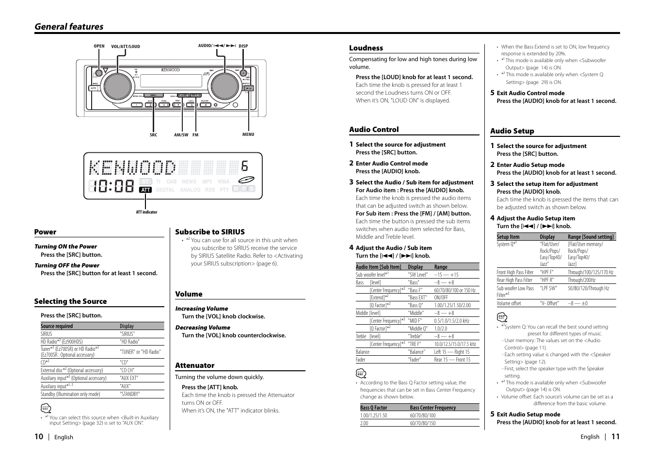 General features | Kenwood EZ900HDS User Manual | Page 6 / 23