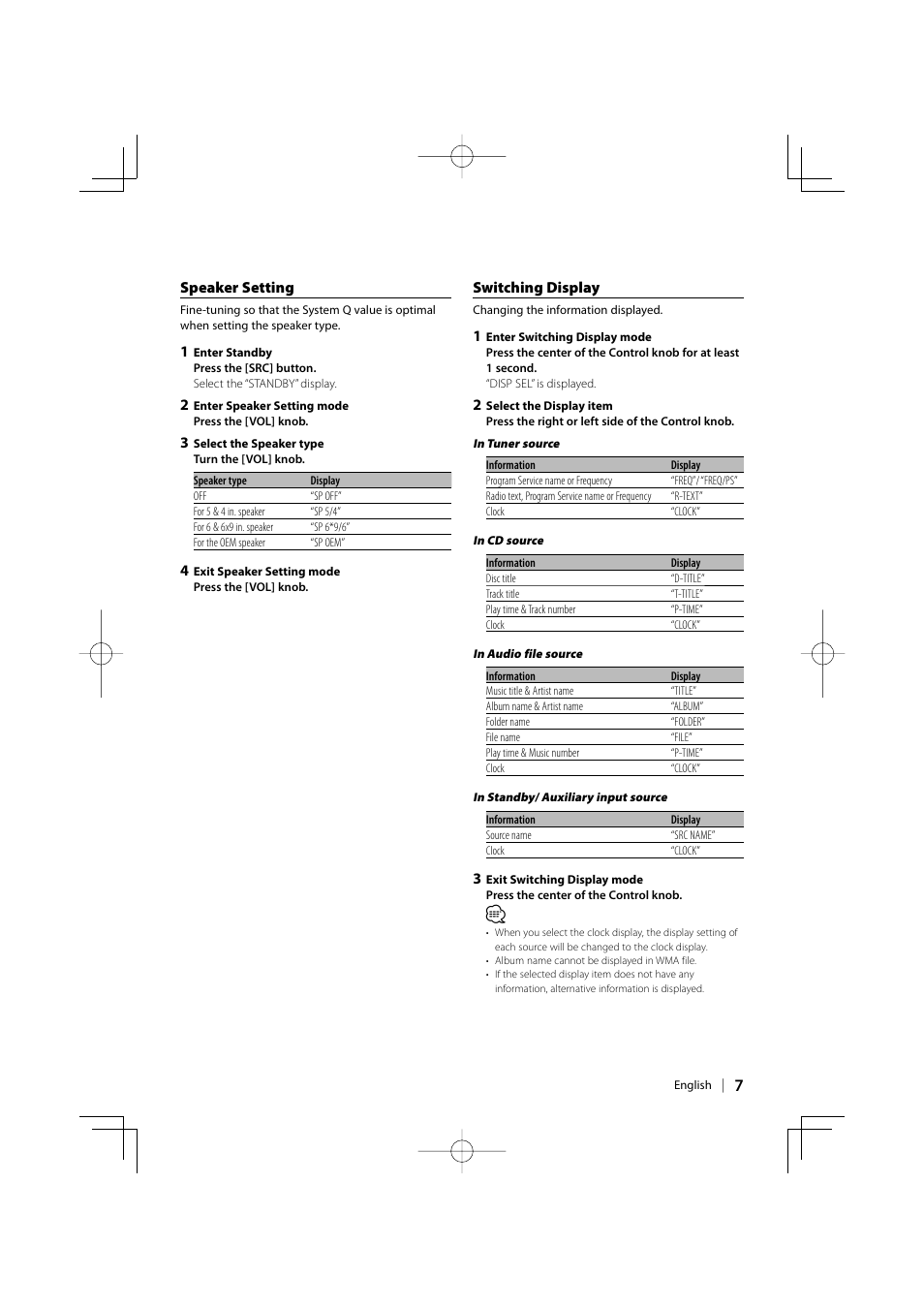 Kenwood KDC-W237S User Manual | Page 7 / 20