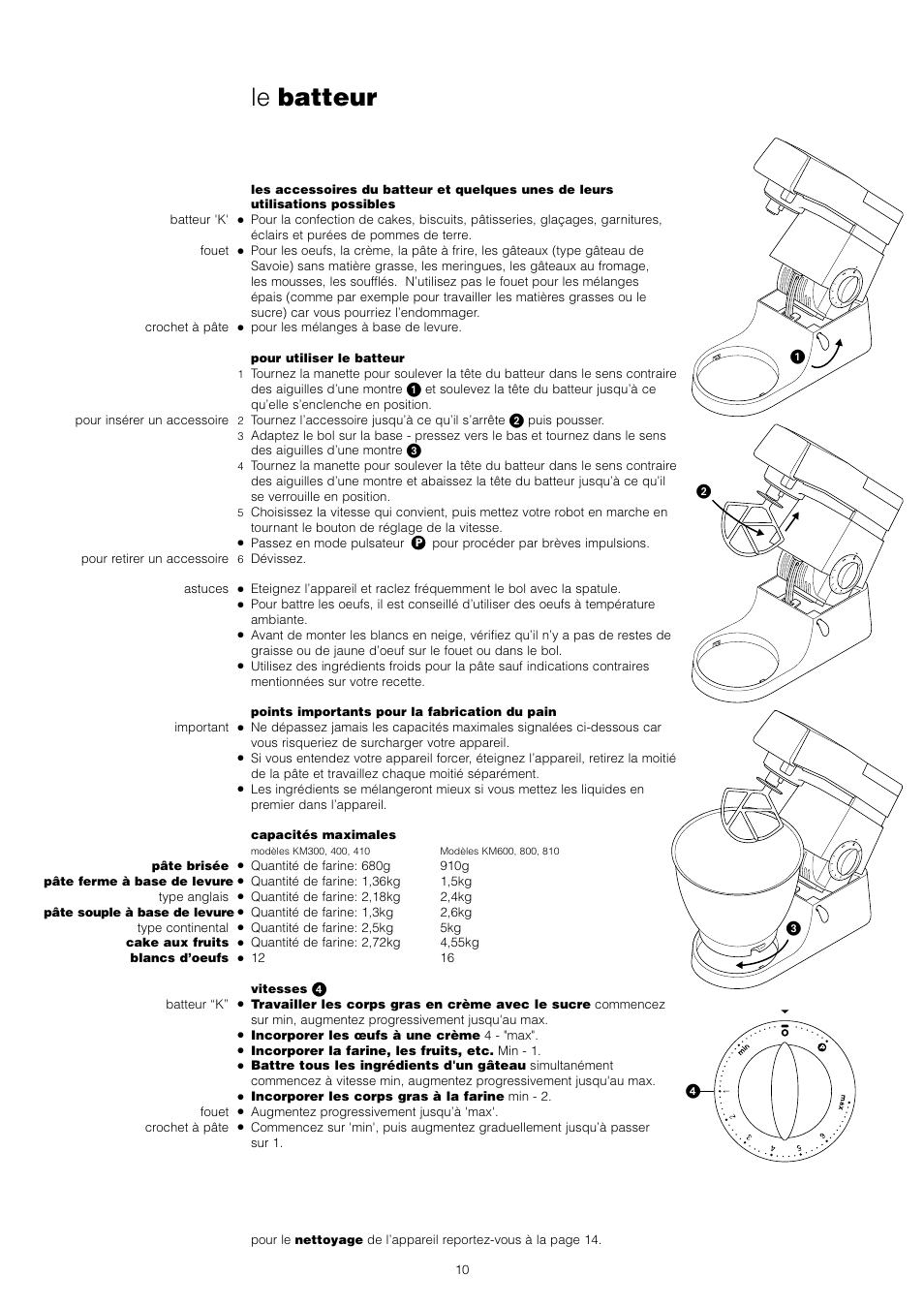 Le batteur | Kenwood Chef KM400 series User Manual | Page 12 / 43