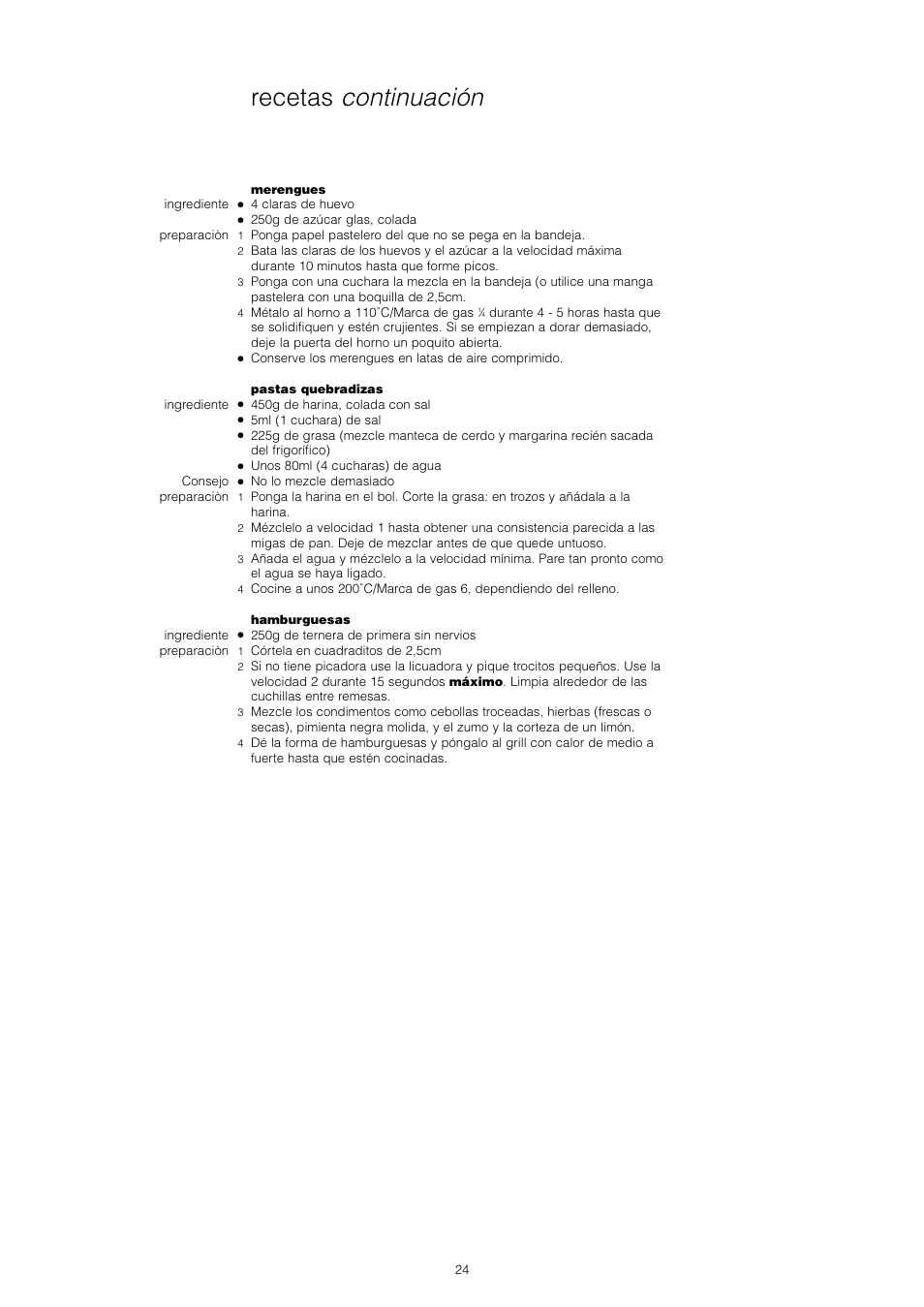 Recetas continuación | Kenwood Chef KM400 series User Manual | Page 26 / 43