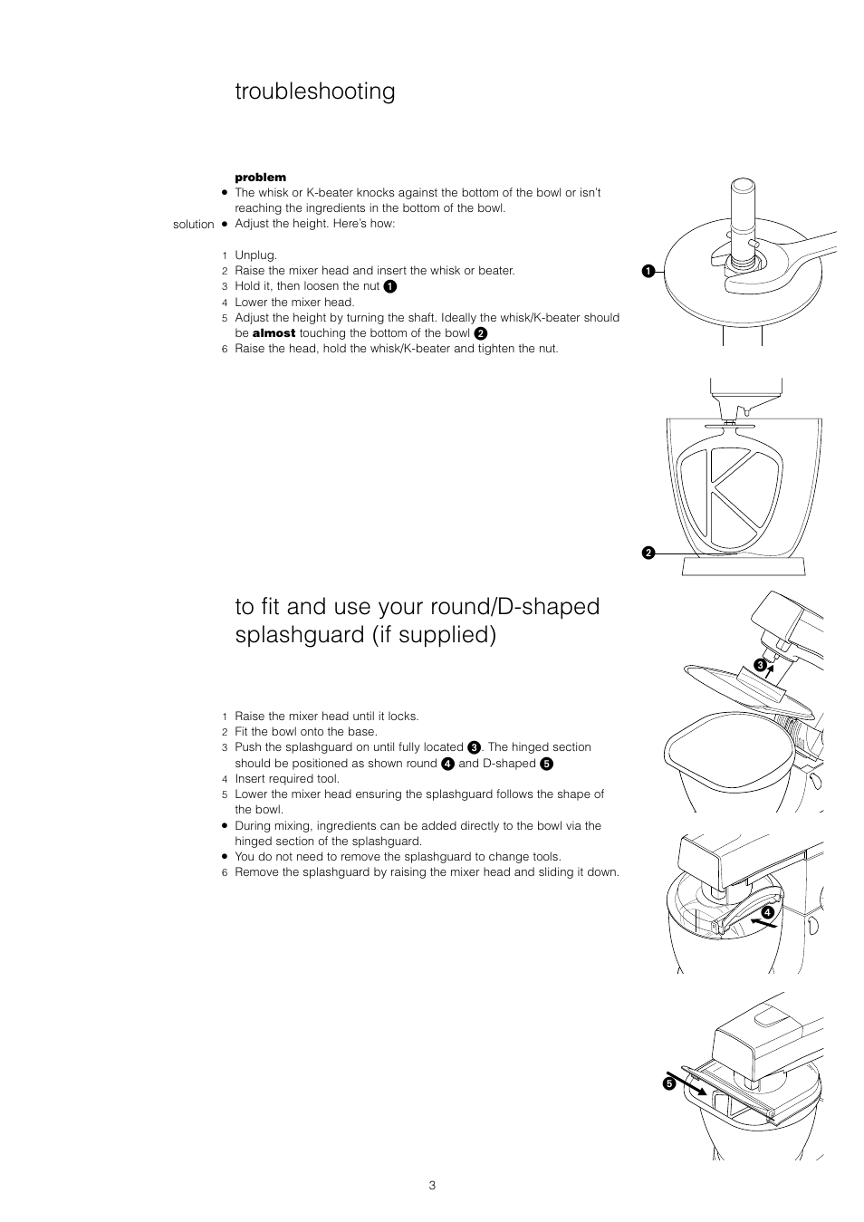Troubleshooting | Kenwood Chef KM400 series User Manual | Page 5 / 43