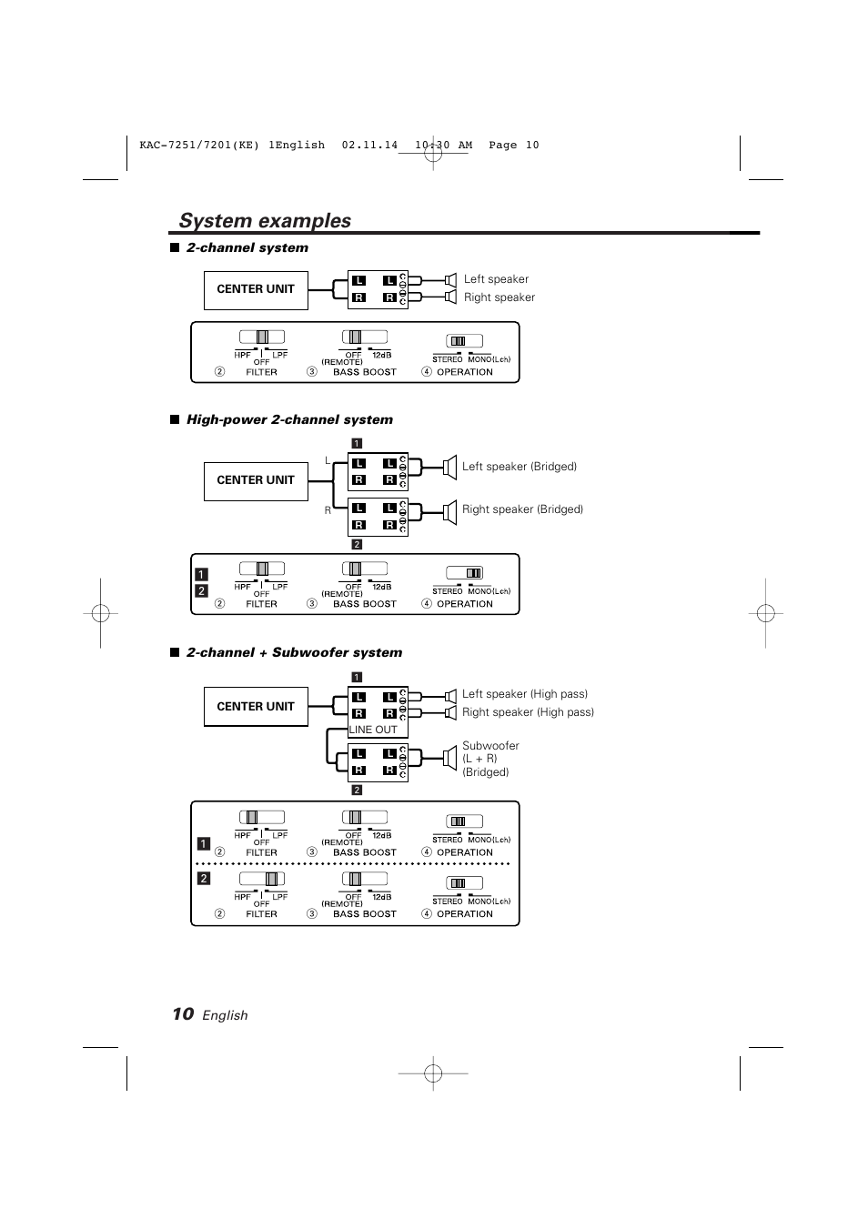 System examples | Kenwood KAC-7251 User Manual | Page 10 / 40