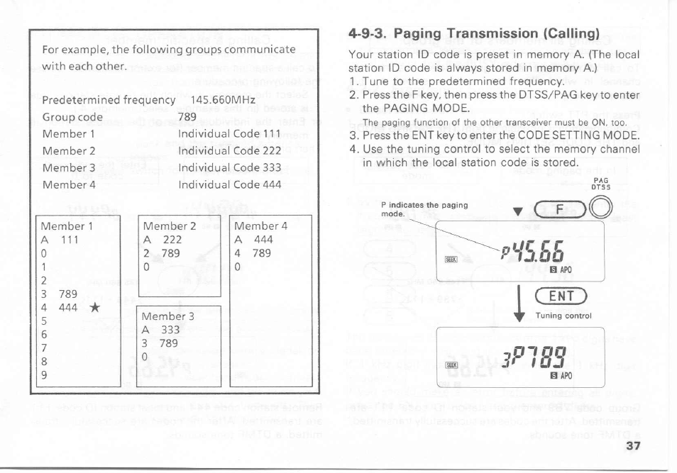 9*3. paging transmission (calling) | Kenwood TH-27A User Manual | Page 37 / 53