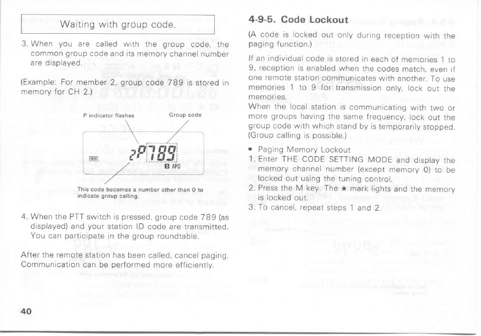 Waiting with group code | Kenwood TH-27A User Manual | Page 40 / 53