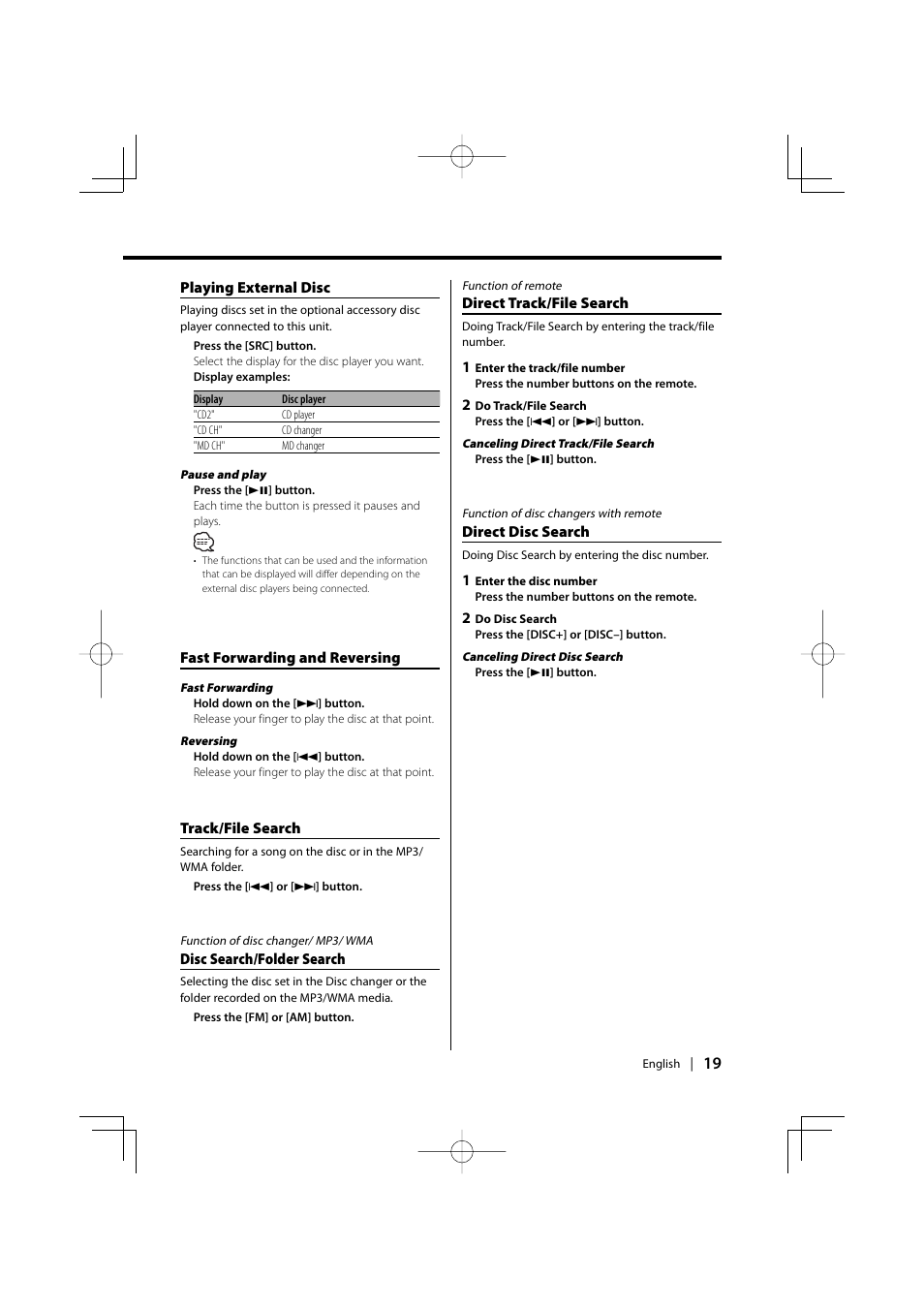 Kenwood KDC-MP858 User Manual | Page 19 / 36