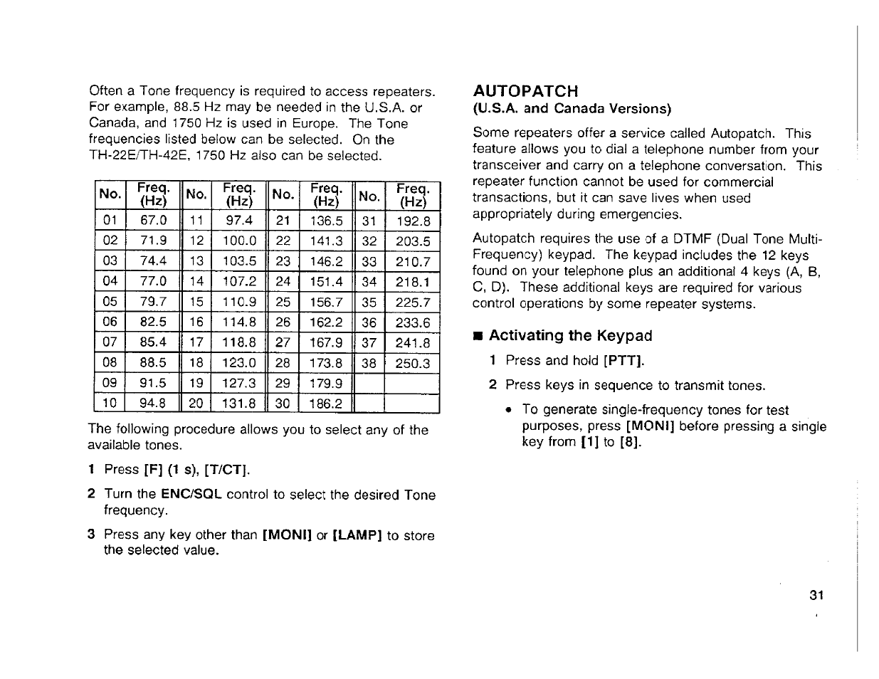 1 press [f] (1 s), [t/ct | Kenwood TH-42A User Manual | Page 37 / 78