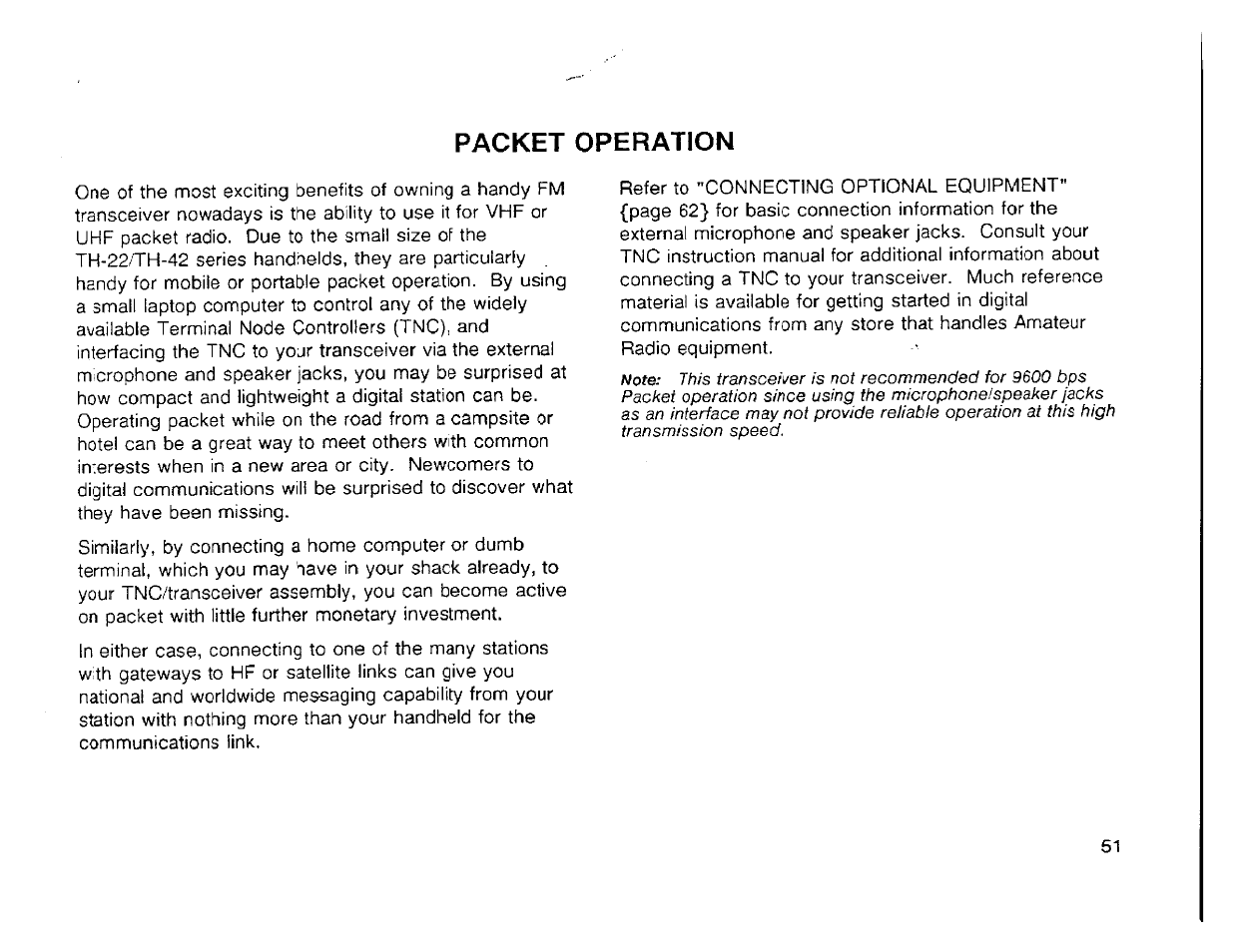 Packet operation | Kenwood TH-42A User Manual | Page 56 / 78