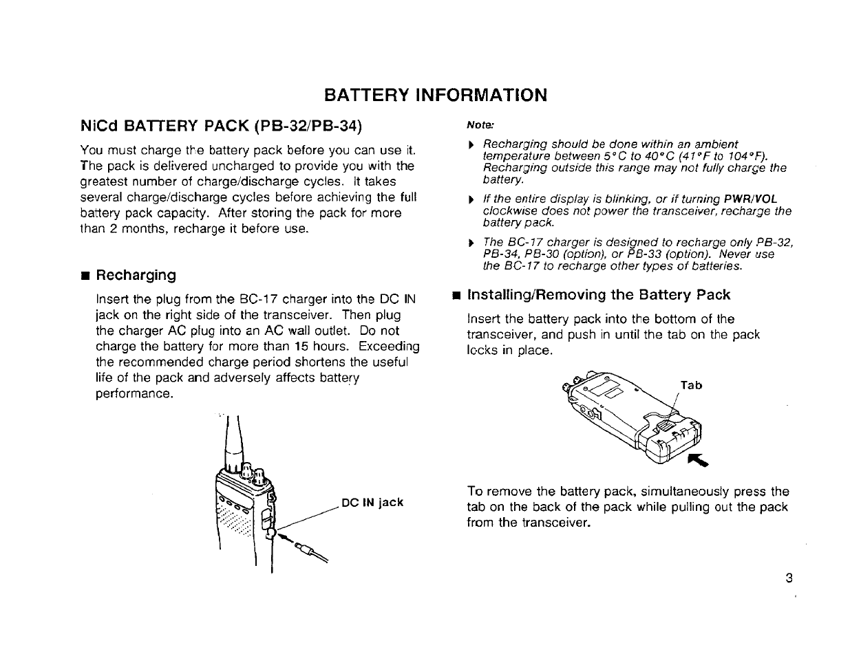 Battery information | Kenwood TH-42A User Manual | Page 9 / 78