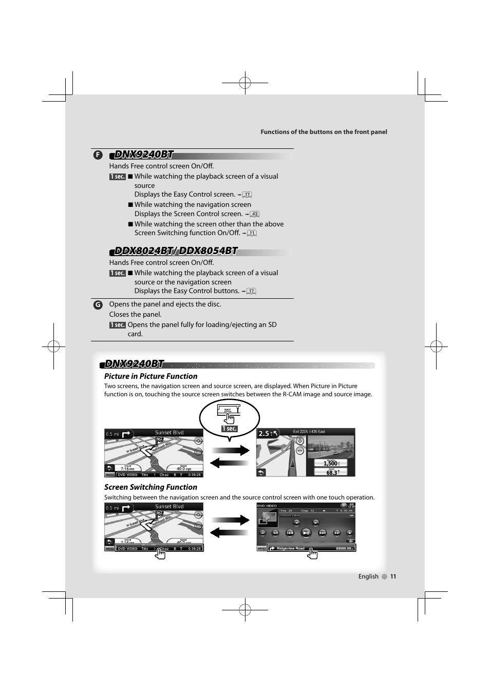 Dnx9240bt | Kenwood DDX8024BT User Manual | Page 11 / 100