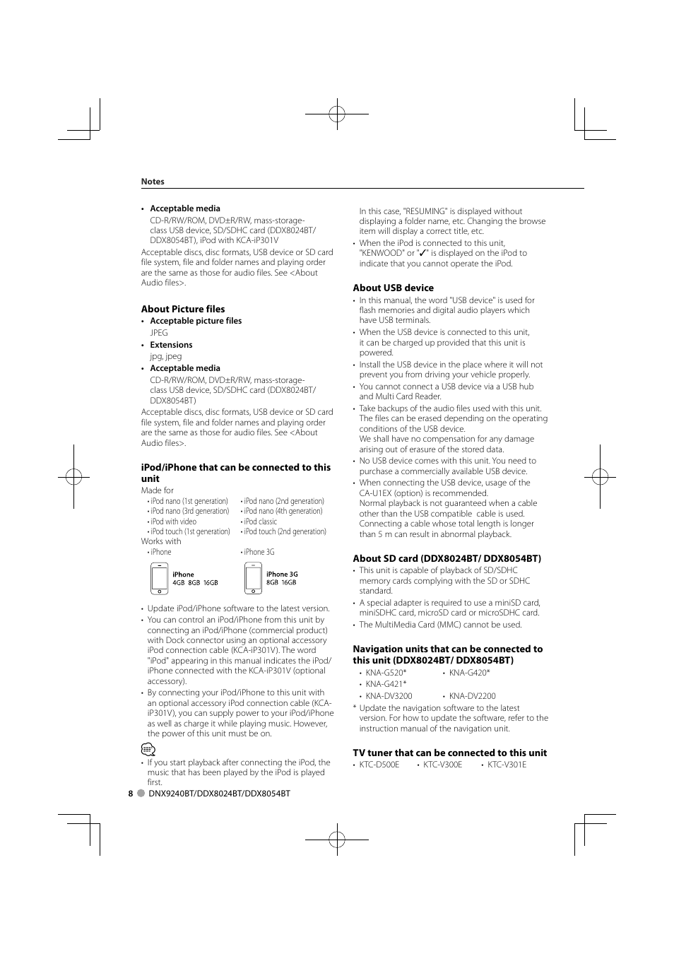 Kenwood DDX8024BT User Manual | Page 8 / 100