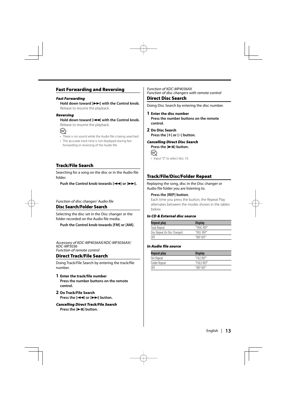 Kenwood KDC-MP336AX User Manual | Page 13 / 28