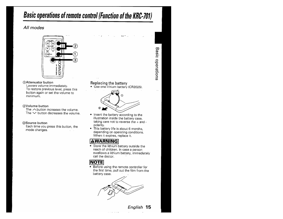 Kenwood KRC-601 User Manual | Page 15 / 48