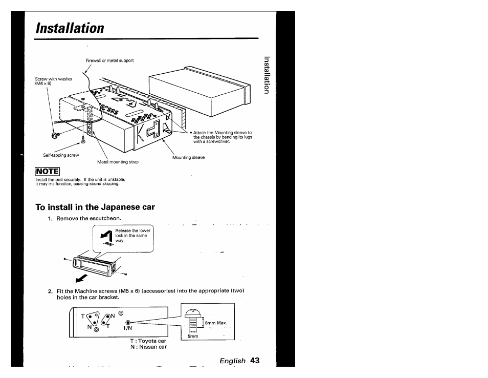 Installation | Kenwood KRC-601 User Manual | Page 43 / 48