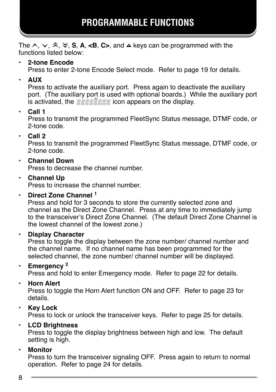 Programmable functions | Kenwood TK-7160 User Manual | Page 14 / 32