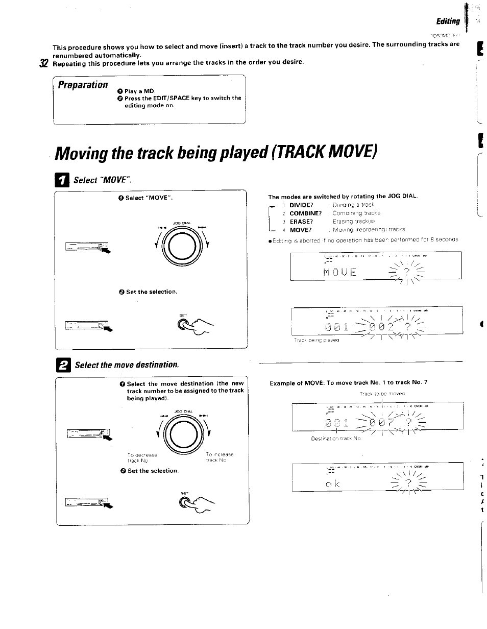 Preparation, Moving the track being played (track move), Select "move | Select the move destination | Kenwood BJV140Z User Manual | Page 32 / 54