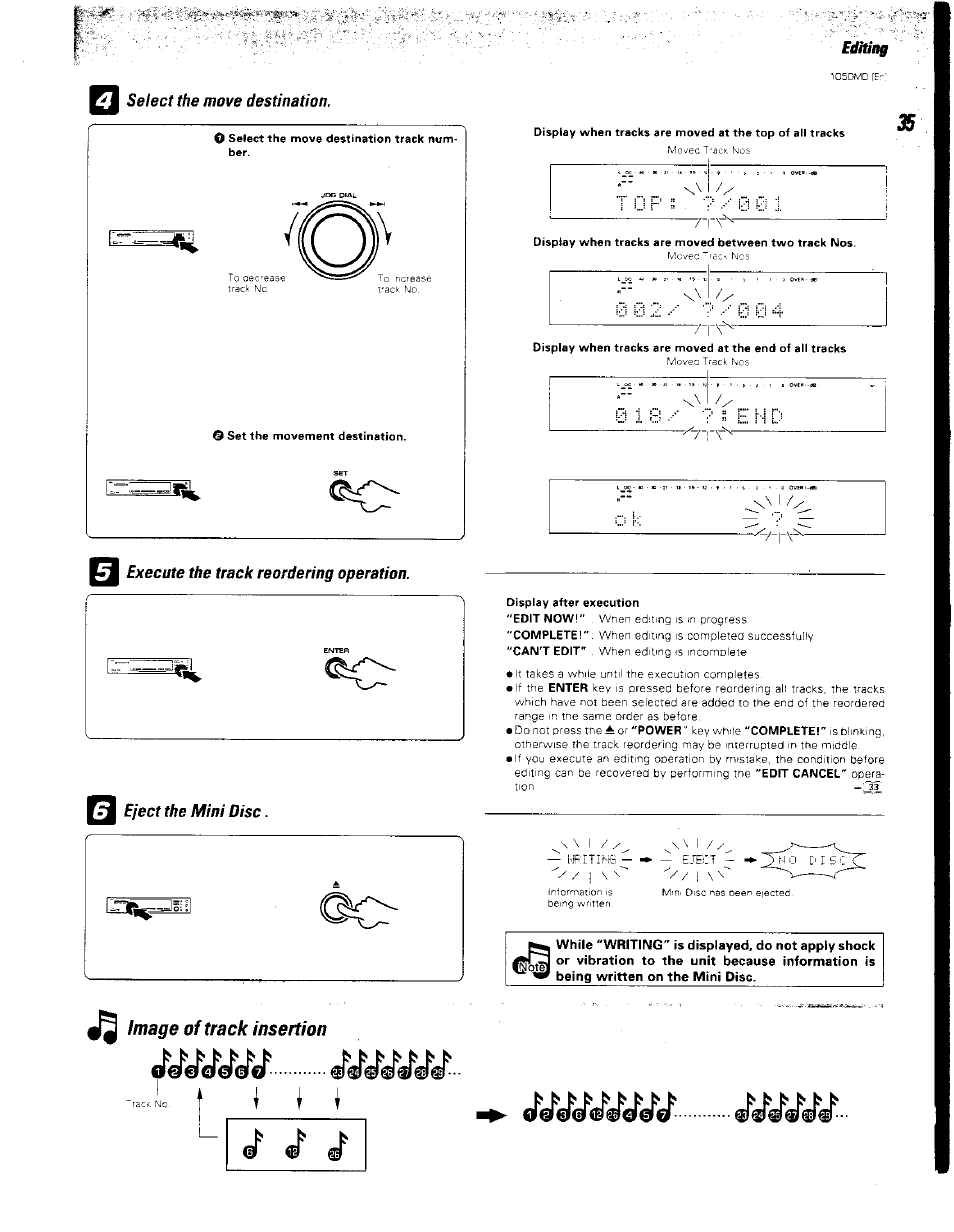 Se/eci the move destination, Execute the track reordering operation, Image of track insertion | Jywayyfit, Se/eci | Kenwood BJV140Z User Manual | Page 35 / 54