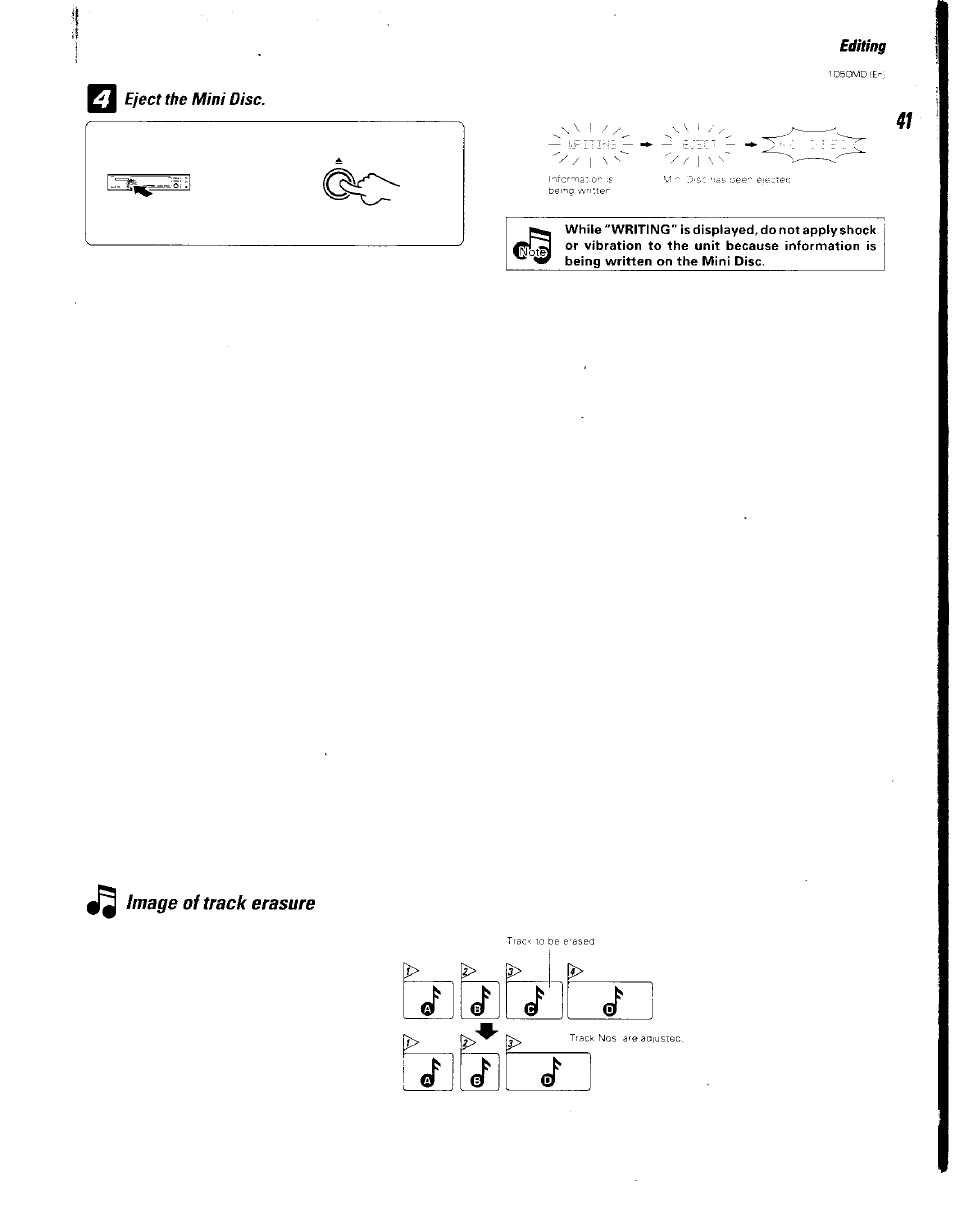 Eject the mini disc, Image of track erasure | Kenwood BJV140Z User Manual | Page 41 / 54